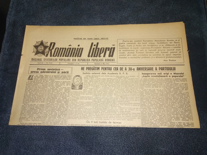 ZIARUL ROMANIA LIBERA 5 MAI 1951