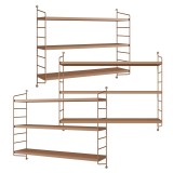 Set 3 rafturi de perete modulare maro deschis din otel [en.casa]