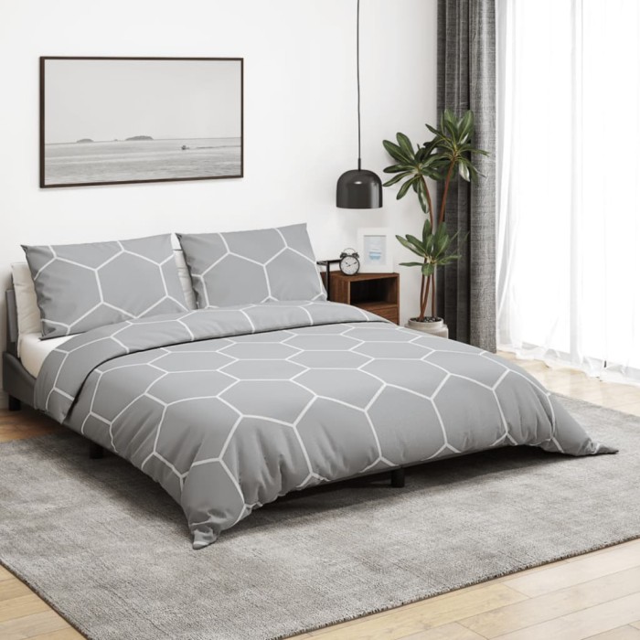 vidaXL Set cu husă de pilotă, gri, 260x220 cm, bumbac