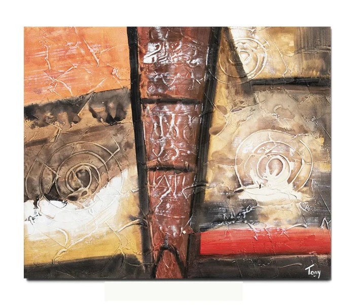 Tablou abstract pictat manual, Fantezie in abstract 4, 60x50cm ulei pe panza in relief efect 3D, gata de agatat pe perete