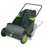 Mașină măturat gazon vidaXL 103L, colectare iarbă/frunze, reglabilă, 55cm lățime curățare, negru/verde