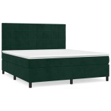 Cumpara ieftin Pat box spring cu saltea, verde inchis, 180x200 cm, catifea
