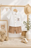 Citir, set pantalonasi si camasuta alba ursuleti (Marime Disponibila: 6 luni)