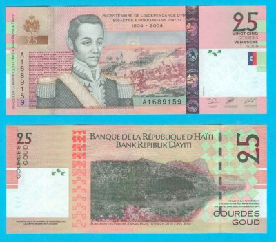 Haiti (p#273) 25 Gourdes 2004 UNC &amp;#039;Dussis&amp;#039; serie: A1689159 Comemorativă foto