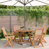 Cumpara ieftin Set mobilier de grădină 5 piese textil taupe/lemn masiv
