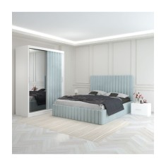 Dormitor Luca Lemon Cu Dulap Tapitat 140x200cm