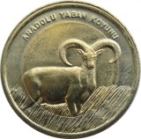 Turcia 1 Lira 2015 - (Anatolian Mouflon) 26.15 mm, KM-1362 UNC !!!, Asia