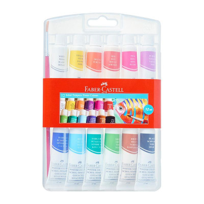 Tempera Faber-Castell, 12 Culori/Set, 12 ml/Tub, Set Tempera, Tempera pe Baza de Apa, Acuarele Tempera, Faber-Castell Tempera Acuarele, Tempera Tub, C foto