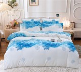 Lenjerie Pat Cocolino Zeelanda Co002, Microfibra Plusata, 4 Piese, Cu Elastic, Alb, Albastru