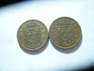 Set 2 Monede 5 lei 1930 cu si fara semn monetar Paris ,cal.Buna- F.buna foto