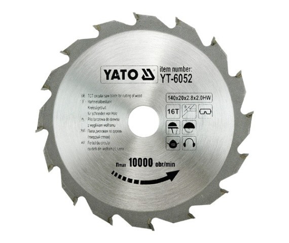 Disc fierastrau wolfram pentru lemn 140 mm x 16T YATO