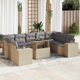vidaXL Set canapele de grădină cu perne, 10 piese, bej, poliratan 3326860
