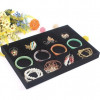Tava Prezentare Bijuterii 12 Spatii Watchbox, Organizator Inele, Pandantive, Cutie Depozitare Catifea Neagra 35x24x3 cm