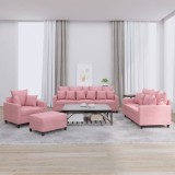 vidaXL Set de canapele cu perne, 4 piese, roz, catifea