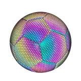 Minge de fotbal, cu efect reflectorizant, 22cm, multicolor, fabricat din poliuretan, rezistenta la uzura si intemperii