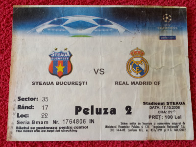 Bilet meci fotbal STEAUA BUCURESTI - REAL MADRID (Champions League 17.10.2006) foto