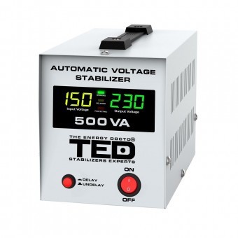 Stabilizator tensiune automat Ted Electric AVR 500VA LCD T, 0.5 KVA / 300W, Unda sinusoidala pura foto