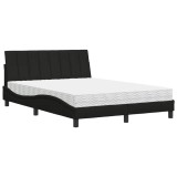 Cumpara ieftin Pat cu saltea, Hanko, negru, 140x200 cm, textil