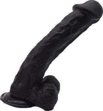 Dildo Big Realistic cu Ventuza, PVC, Negru, 27.5 cm, Mokko Toys foto