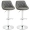 Set 2 scaune de bucatarie/bar, Marion, rotative, piele PU, gri si argintiu, 51.5x48x83-104 cm