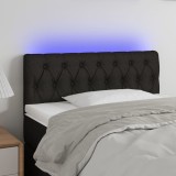 vidaXL Tăblie de pat cu LED, negru, 100x7x78/88 cm, textil