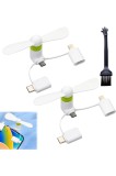 Mini ventilator pentru telefon mobil, 2 bucăți, ventilator portabil mini USB pentru telefon mobil, 3 &icirc;n 1, răcire portabilă