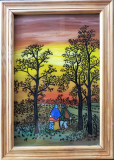 La marginea pădurii, pictură pe sticlă