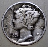 C.004 USA SUA WWII MERCURY 1 ONE DIME 1941 ARGINT