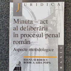 MINUTA - ACT AL DELIBERARII IN PROCESUL PENAL ROMAN - Surdescu, Popa