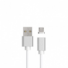 Cablu Date &amp;amp; Incarcare Magnetic MicroUSB Metalic (Argintiu) foto