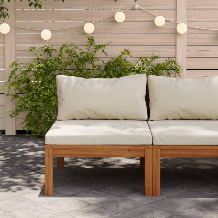 vidaXL Canapea de mijloc modulară cu perne alb crem, lemn de acacia 316289