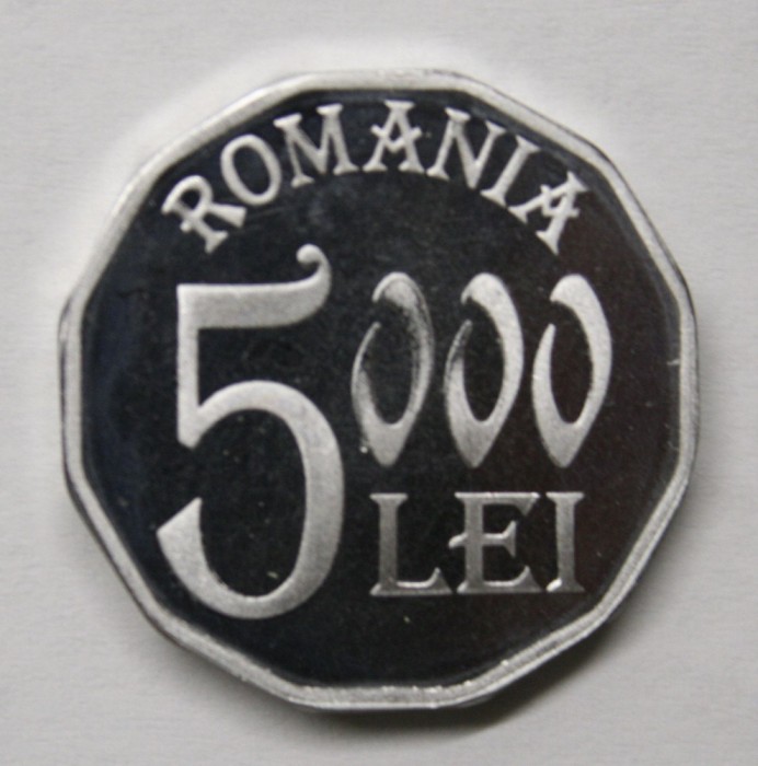 5000 LEI 2003 . PROOF . DIN SET DE MONETARIE 2003 .