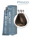 Vopsea de par profesionala PRO.COLOR 100 ml - Pro.Co - 7/01 BLOND NATURAL CENUSIU