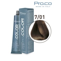 Vopsea de par profesionala PRO.COLOR 100 ml - Pro.Co - 7/01 BLOND NATURAL CENUSIU