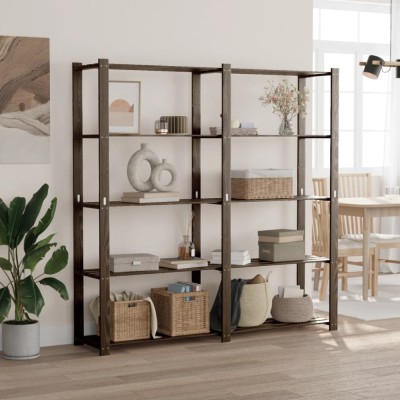vidaXL Suport depozitare 5 niveluri negru 170x38x170 cm lemn masiv pin foto