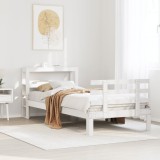 Cumpara ieftin Cadru de pat cu tăblie, alb, 75x190 cm, lemn masiv de pin