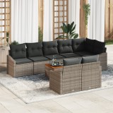 vidaXL Set de canapea grădină 9 pcs Gri 55 x 55 x 37 cm Ratan