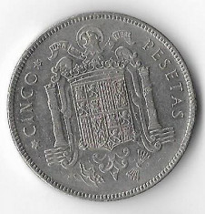 Moneda 5 pesetas 1949(50) - Spania foto