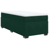 Cumpara ieftin Pat box spring cu saltea, verde inchis, 90x190 cm, catifea