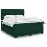 vidaXL Pat box spring cu saltea, verde &icirc;nchis, 200x200 cm, catifea 3293311