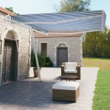 VidaXL Copertină autonomă retractabilă automat albastru&amp;alb 450x350 cm