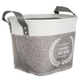 Cos de Depozitare Textil Gri Bej cu Manere \"Sweet Home\" &Oslash;30x20cm