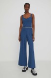 Abercrombie &amp; Fitch salopeta culoarea albastru marin, cold shoulder