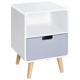 Noptiera HOMCOM cu Sertar stil Nordic din MDF si Lemn de Brad, 40x38x58 cm | Aosom Romania
