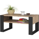 Masuta de cafea Domi cu raft inferior, stejar sonoma si negru, 92x53x45 cm