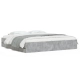 Cumpara ieftin Cadru de pat cu sertare gri beton 200x200 cm lemn prelucrat