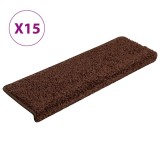 Cumpara ieftin Covorase pentru scari, 15 buc., 65x21x4 cm, maro, cu margini dreptunghiulare