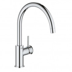 Baterie bucatarie Grohe Bauclassic 31535001, 3/8, monocomanda, pipa inalta, cartus ceramic, pivotanta, argintiu