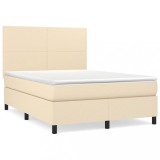 Cumpara ieftin Pat continental cu saltea, crem, 140x200 cm, material textil