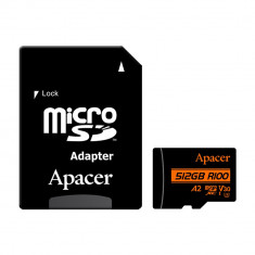 Card microSDXC UHS-I U3, V30 A2 Apacer, 512GB, R100, cu adaptor SD